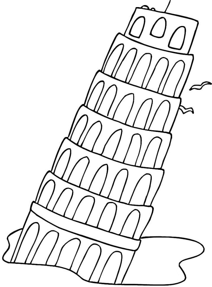 The leaning tower of pisa coloring page