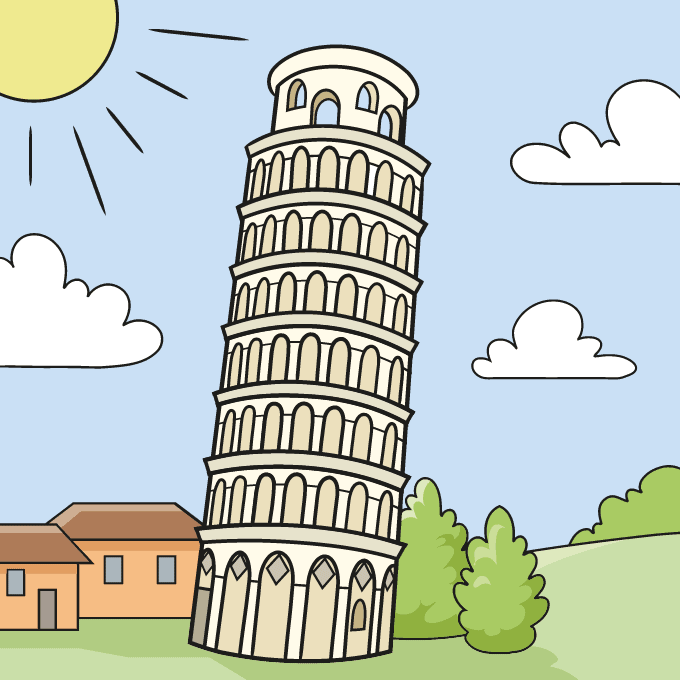 How to draw the leaning tower of pisa