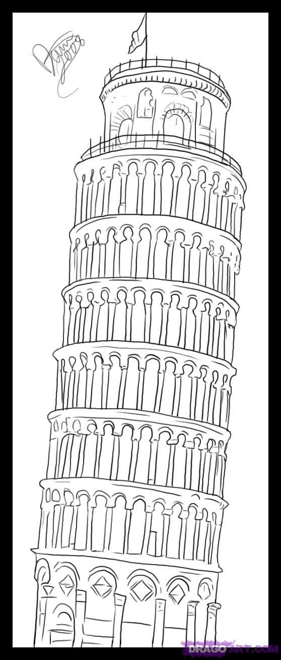 How to draw the leaning tower of pisa step by step famous places landmarks places free online drawing tutorial added byâ pisa leaning tower of pisa tower