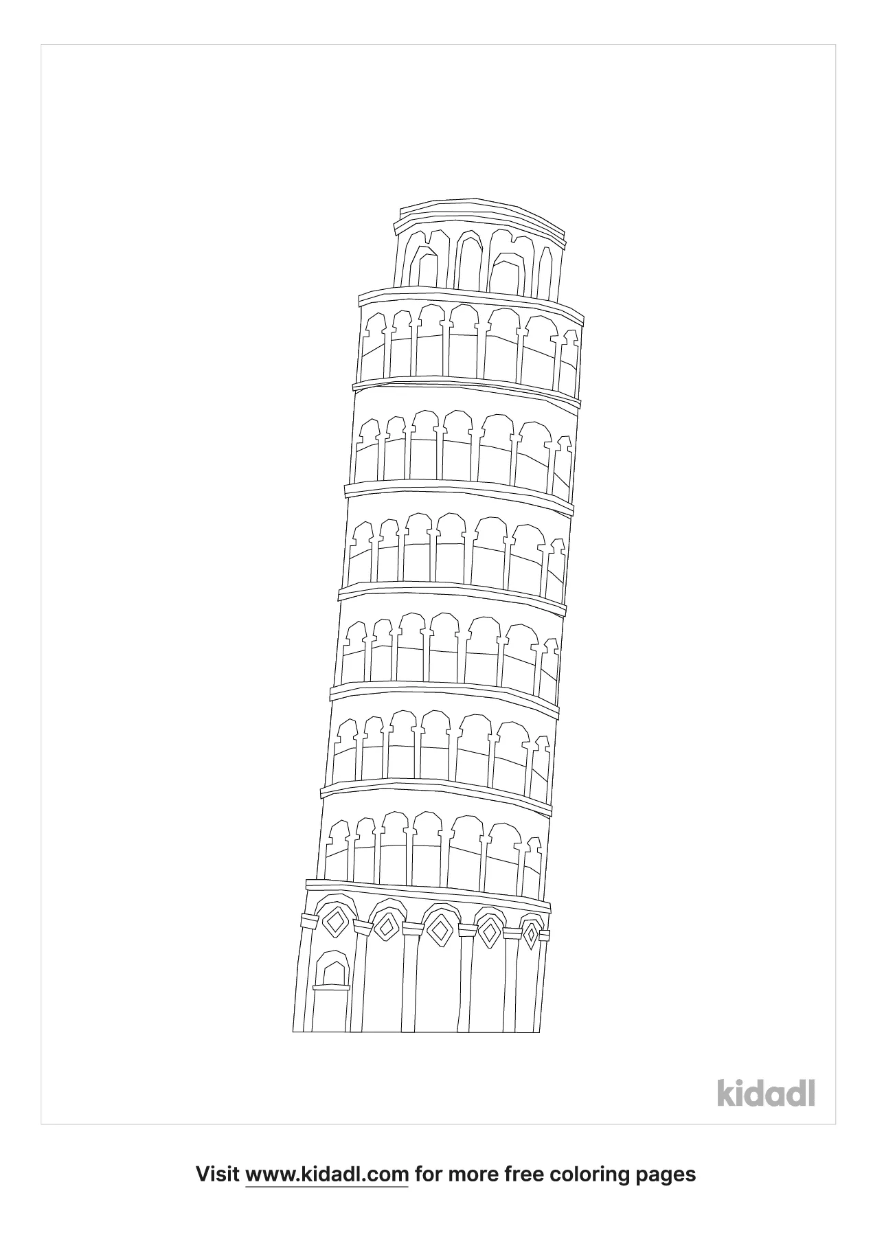 Free leaning tower of pisa coloring page coloring page printables