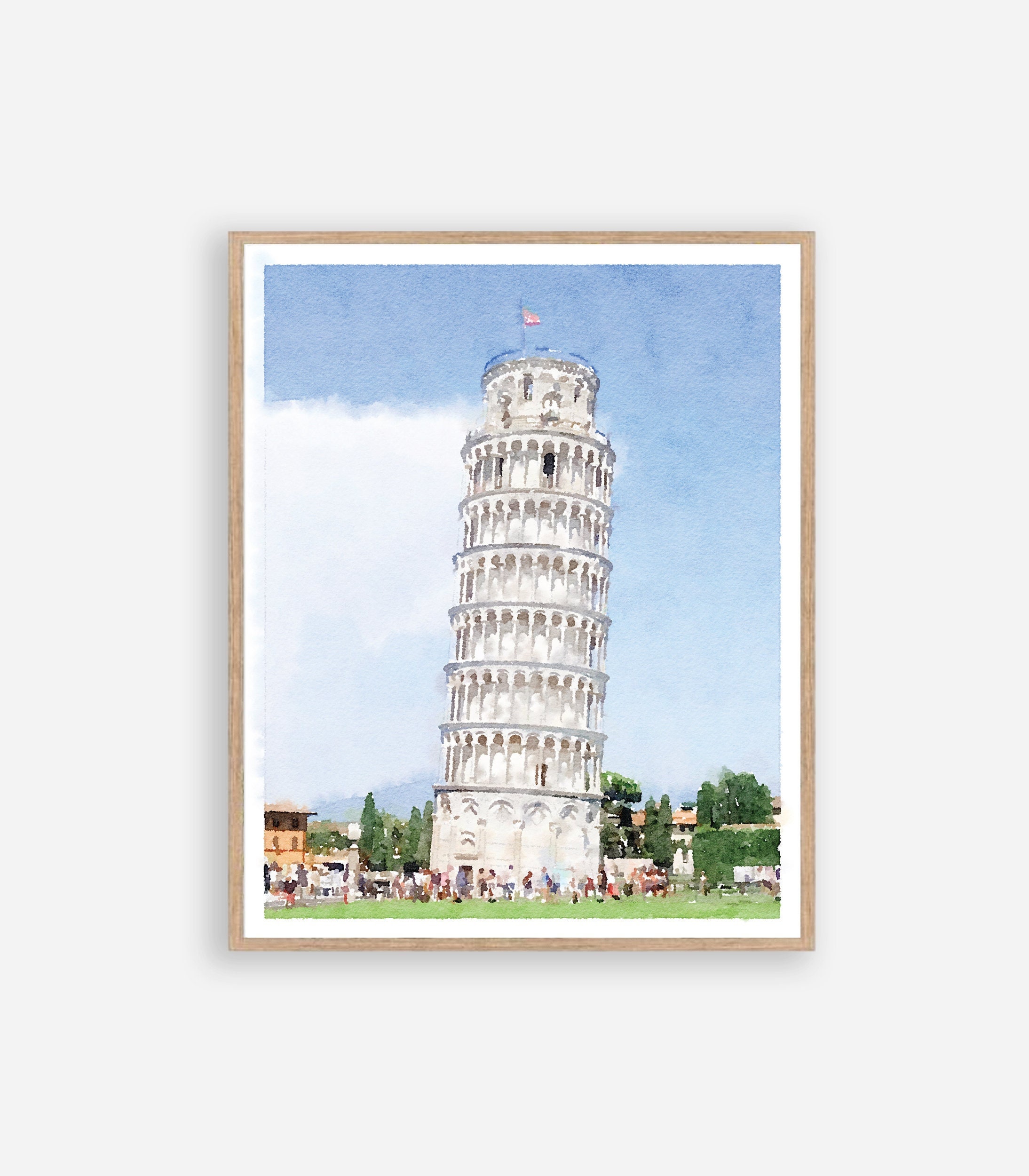 Leaning tower of pisa italy painting digital download printable travel wall art europe watercolor print x x x x x