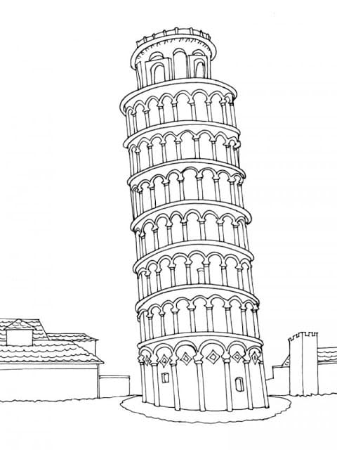 The leaning tower of pisa coloring page