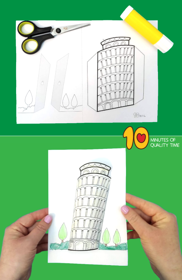 Leaning tower of pisa craft pisa around the world crafts for kids preschool art activities