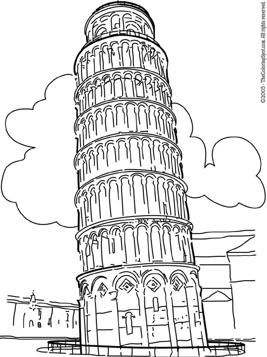 Leaning tower of pisa coloring page audio stories for kids free coloring pages colouring printables