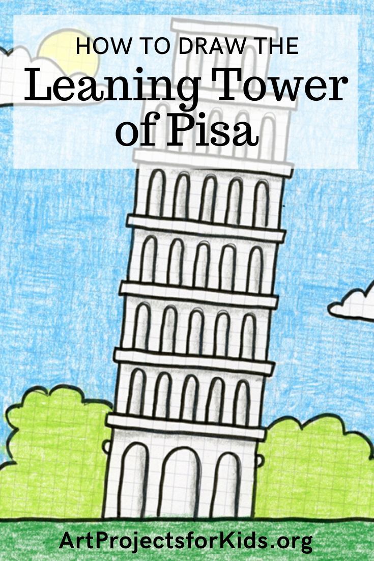 Easy how to draw the leaning tower of pisa tutorial and coloring page kids art projects italy for kids pisa