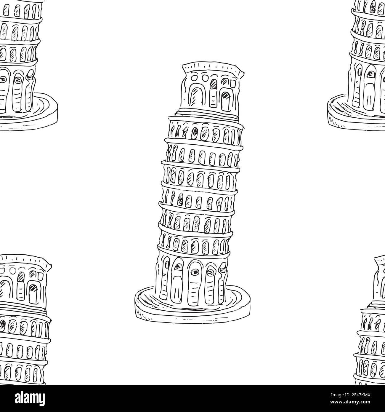 Leaning tower of pisa sketch cut out stock images pictures