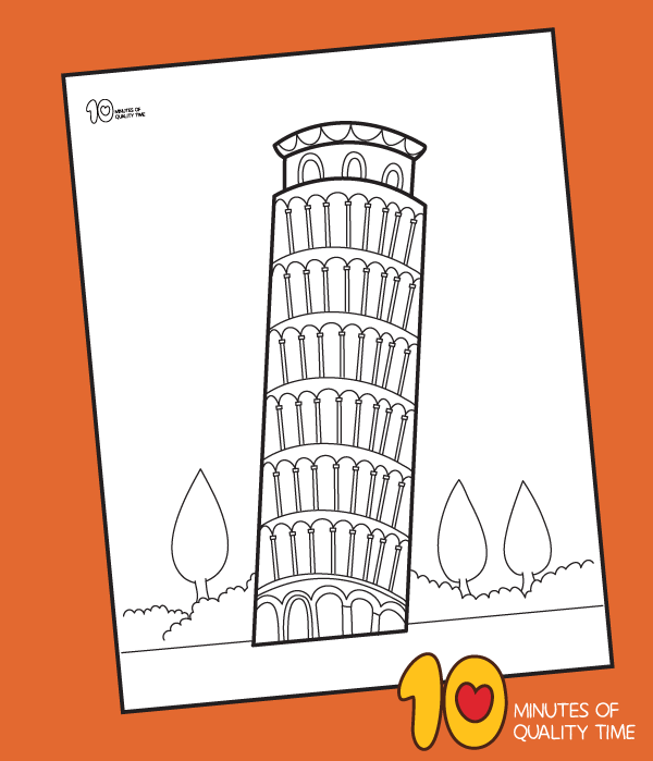 Leaning tower of pisa coloring page â minutes of quality time