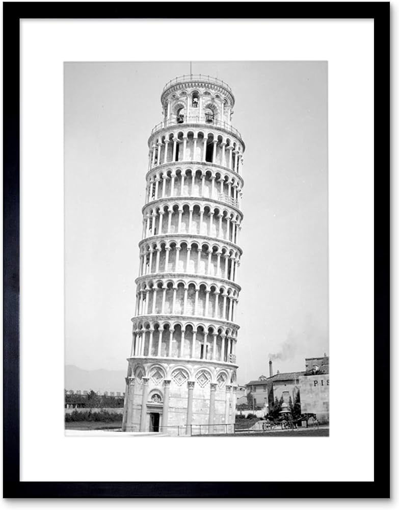 Vintage photo architectural leaning tower pisa italy frame art print fx home kitchen