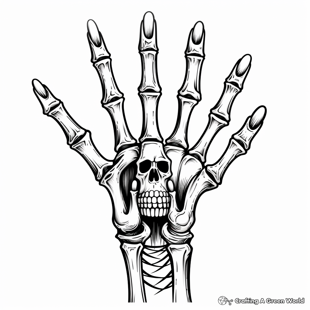 Skeleton hand coloring pages