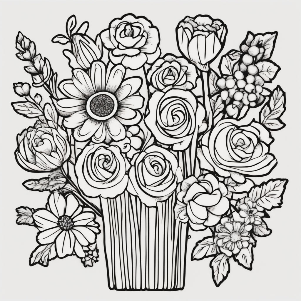 Draw a tree with roses and flowers around it