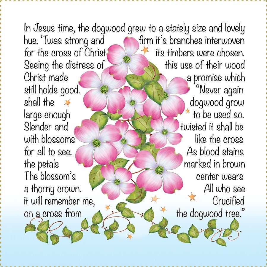 The legend of the dogwood tree fabric panel square