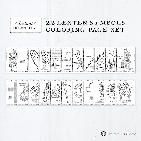 Catholic coloring pages lenten symbols bundle of lent activity for kids printable coloring pages digital pdf