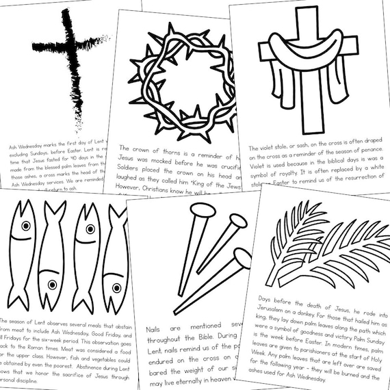 Easter and lent symbols coloring pages activity christian catholic lesson activity homeschool and church printables for holy week