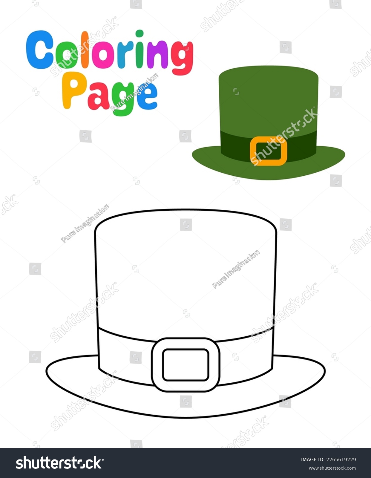 Coloring page leprechaun hat kids stock vector royalty free
