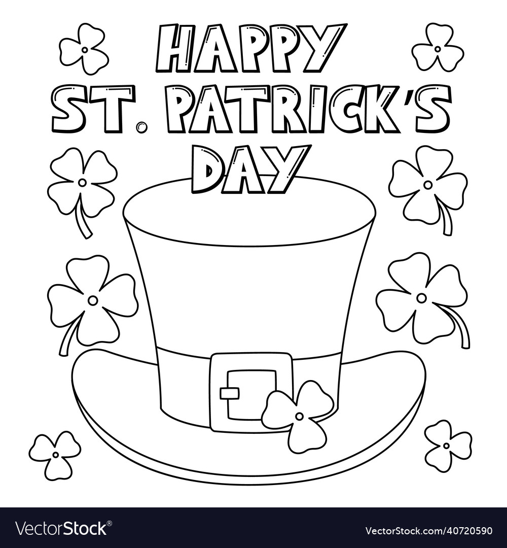 Happy st patricks day leprechaun hat coloring vector image