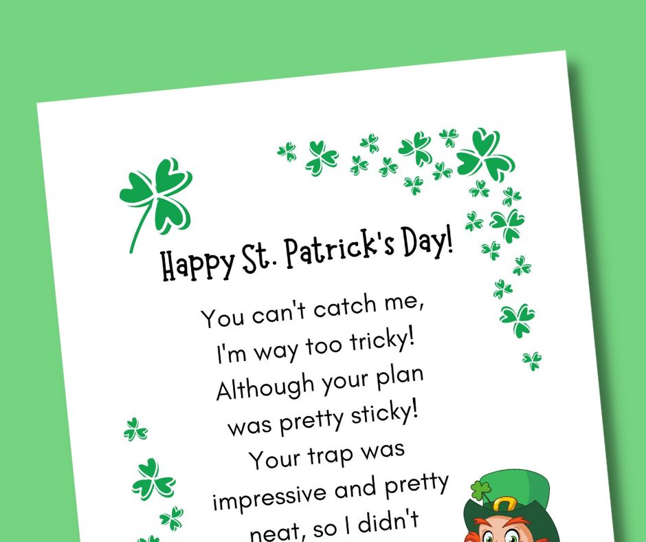 Free printable leprechaun letter to child