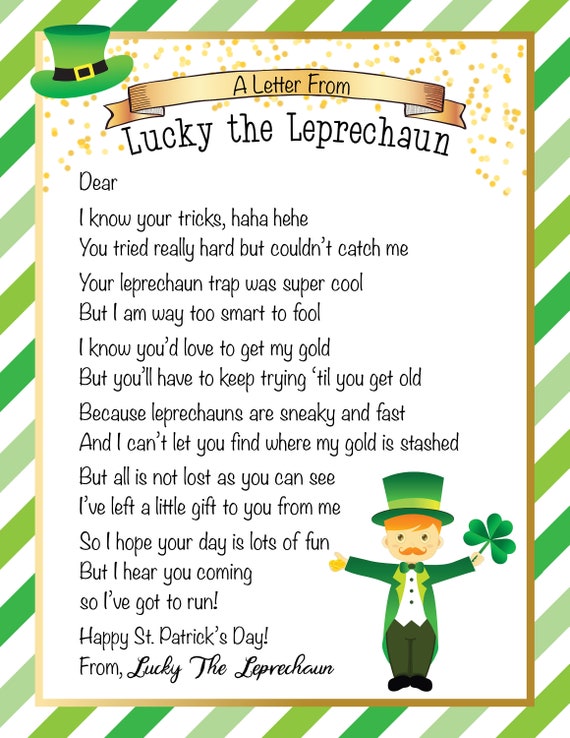 Customizable leprechaun letter st patricks day letter leprechaun note