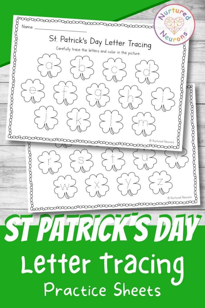 St patricks day letter tracing worksheet preschool printable