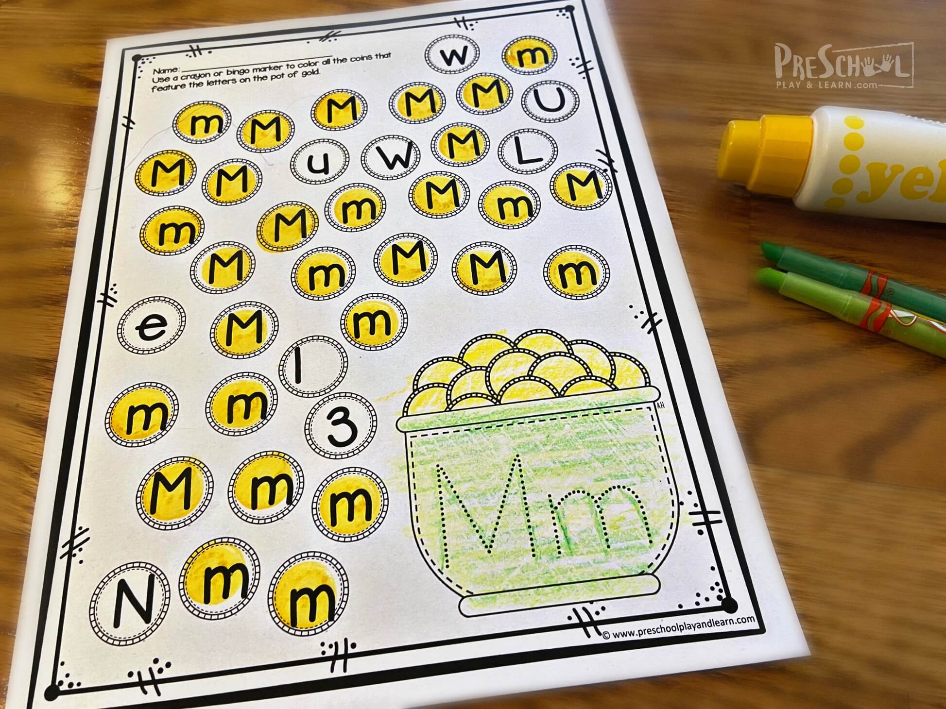 Ð free pot of gold letter find st patricks day printable worksheets