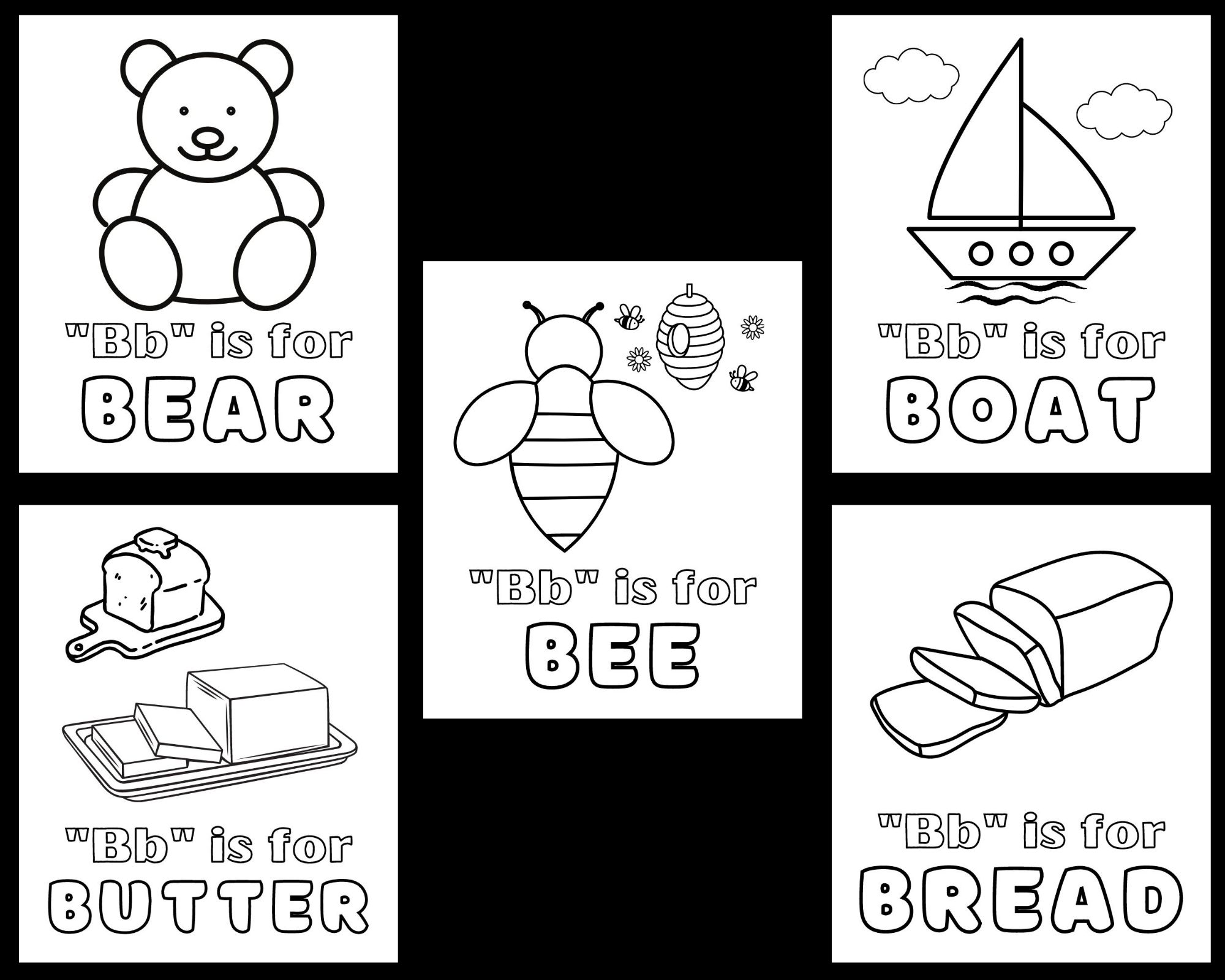 Awesome letter b coloring pages printable pdf for kids