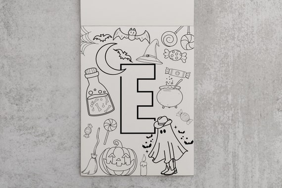 Letter e halloween coloring in page halloween theme coloring in kids coloring in letter e coloring in page printable
