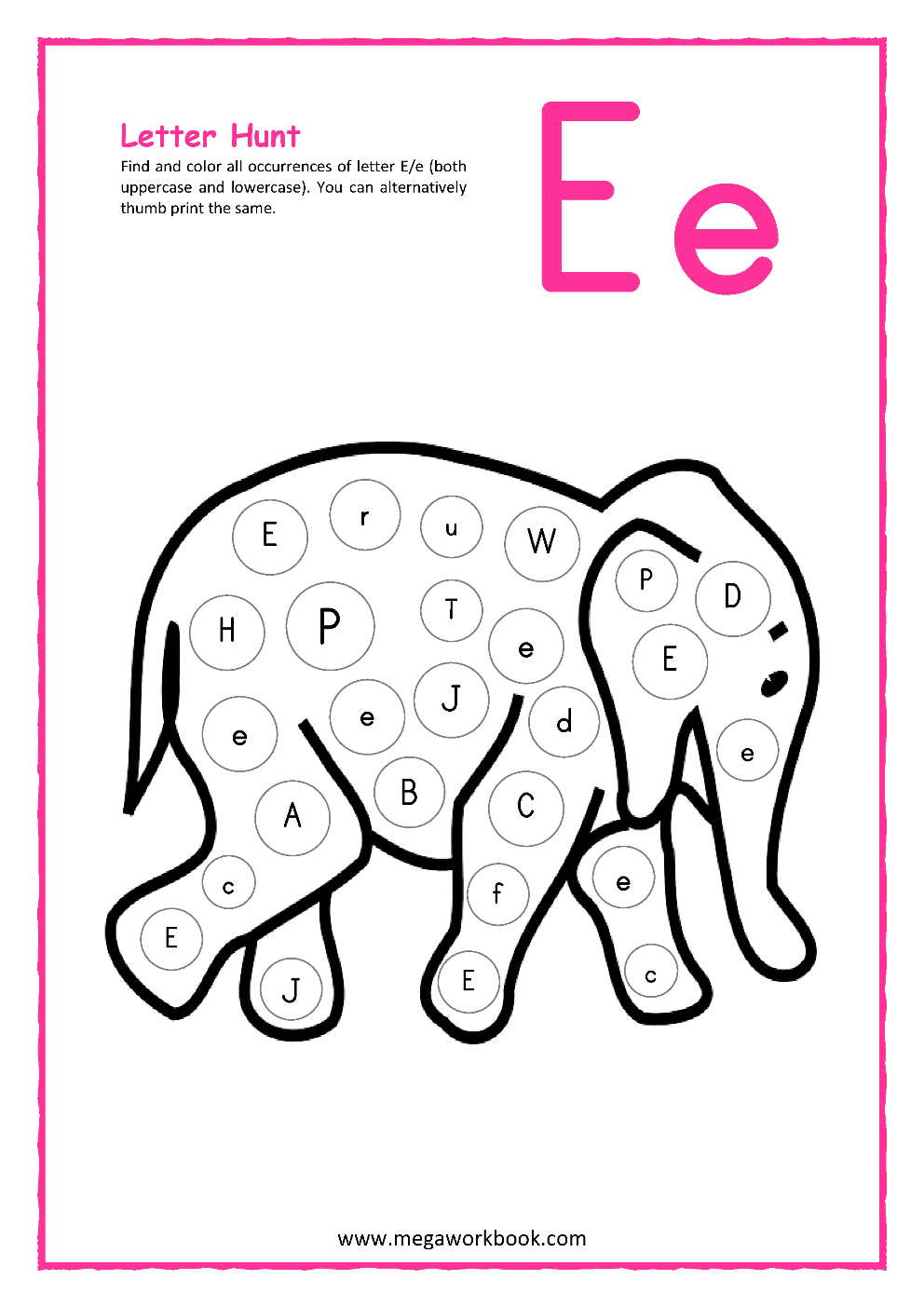 Letter e activities