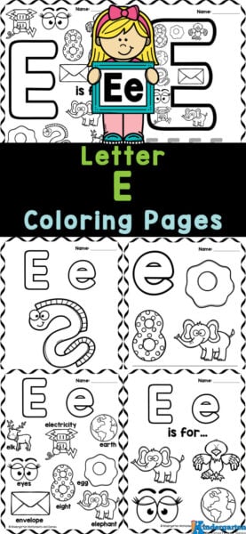 Free printable letter e coloring sheet pages for kids
