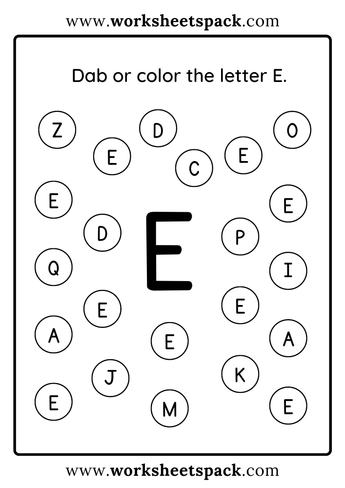Free letter e printable worksheets