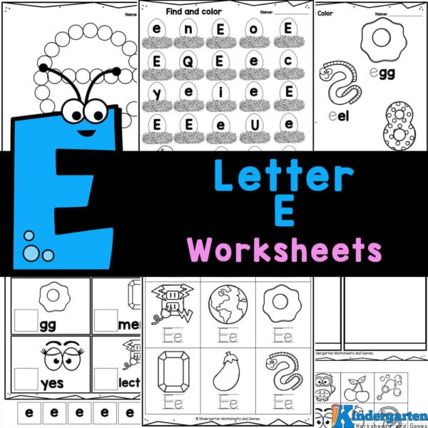 Free printable letter e tracing worksheets for kindergarten