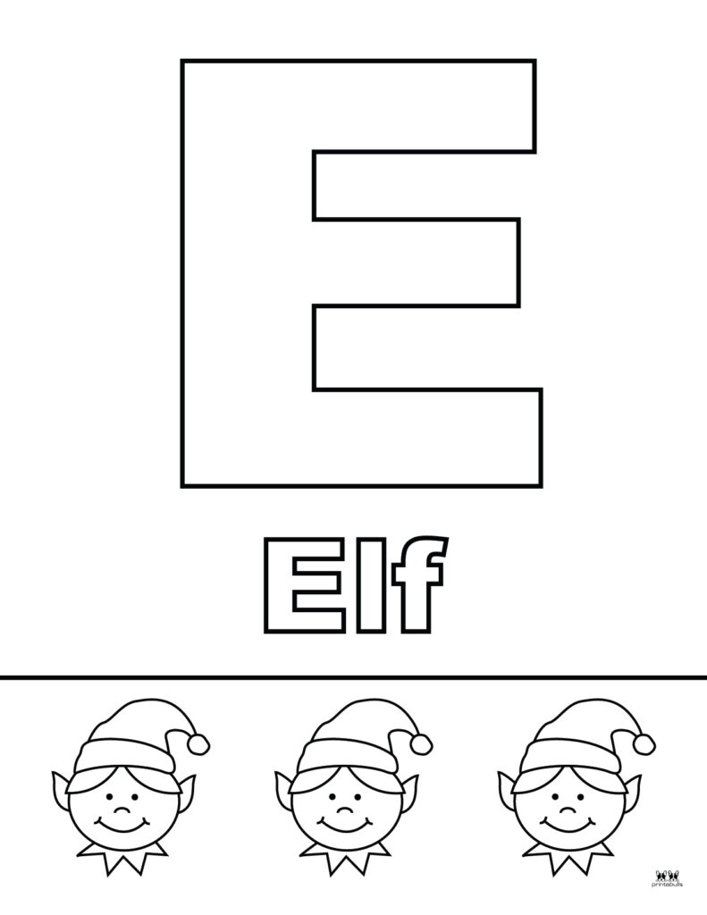 Letter e coloring pages