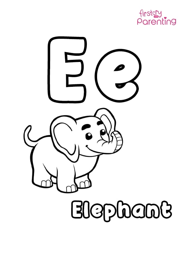 Letter e coloring page for kids