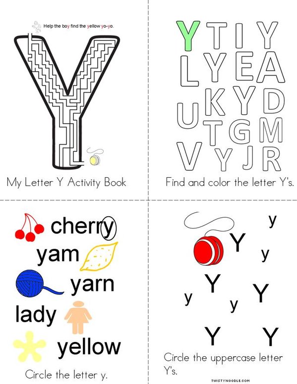 Letter y activity book