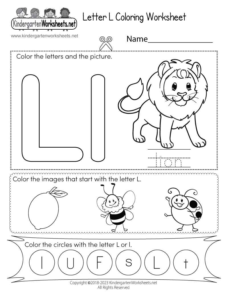 Letter l coloring worksheet
