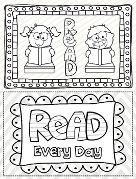 Library coloring sheets and pages for reading motivation tpt