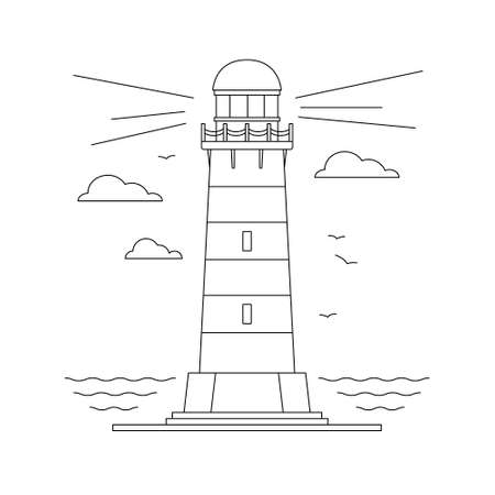 Lighthouse coloring page stock illustrations cliparts and royalty free lighthouse coloring page vectors