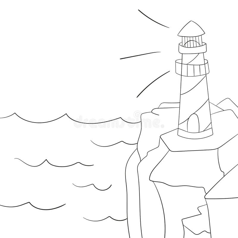 Lighthouse coloring page stock illustrations â lighthouse coloring page stock illustrations vectors clipart