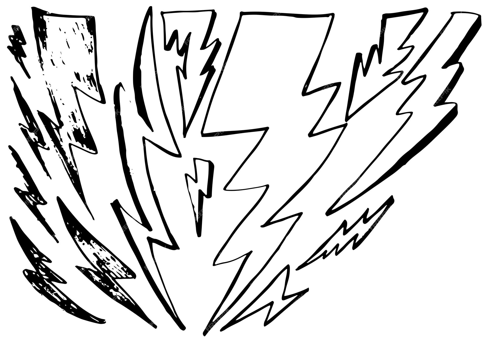 Premium vector lightning bolt icons with grunge texture isolated on white background