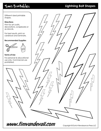 Lightning bolt templates â tims printables