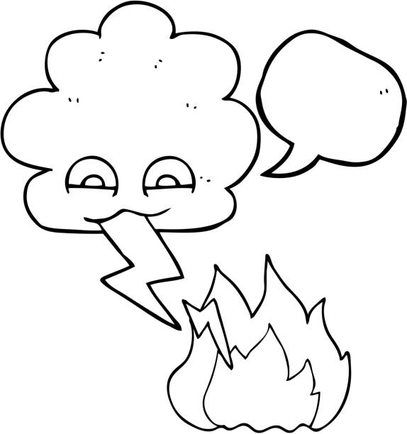 Clip art of lightning bolt coloring page stock illustrations royalty