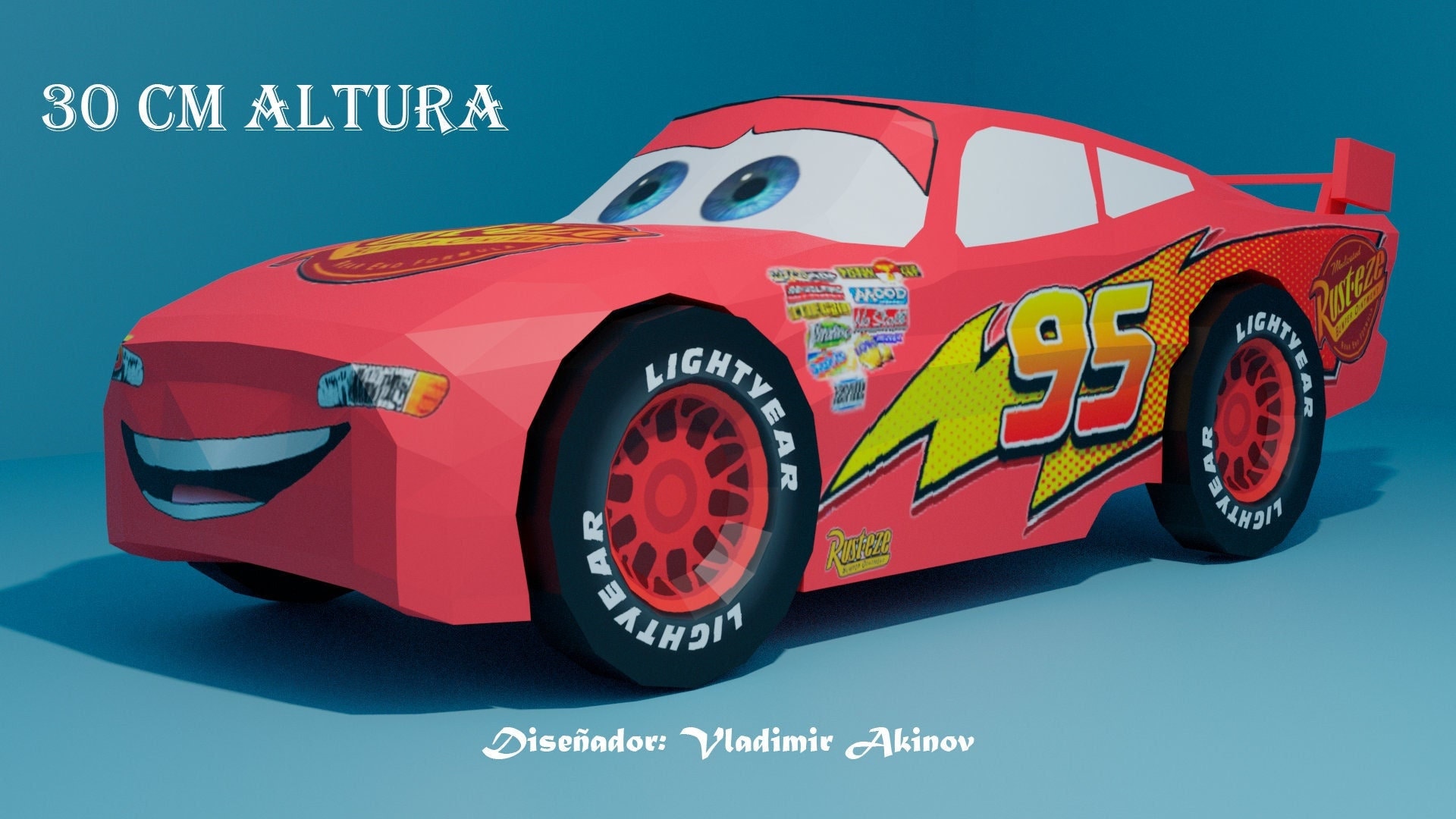 Textured lightning mcqueen template cm mid poly printable pdf gift diy cars cars toon pepakura craft manualidad arte de papel download now