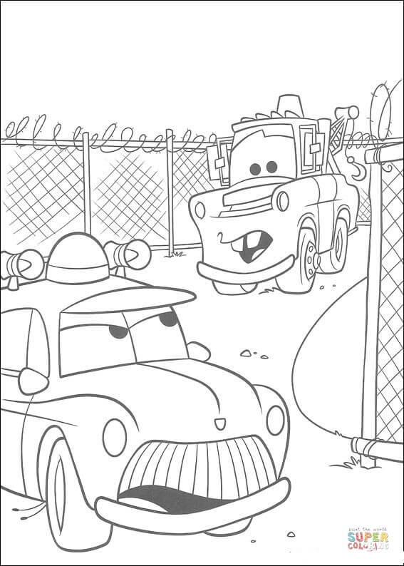 Sheriff and mater coloring page free printable coloring pages
