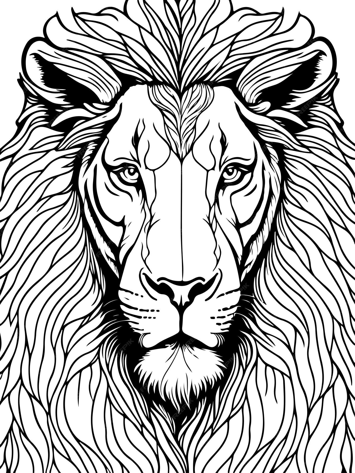Premium vector lion mandala coloring page for adults
