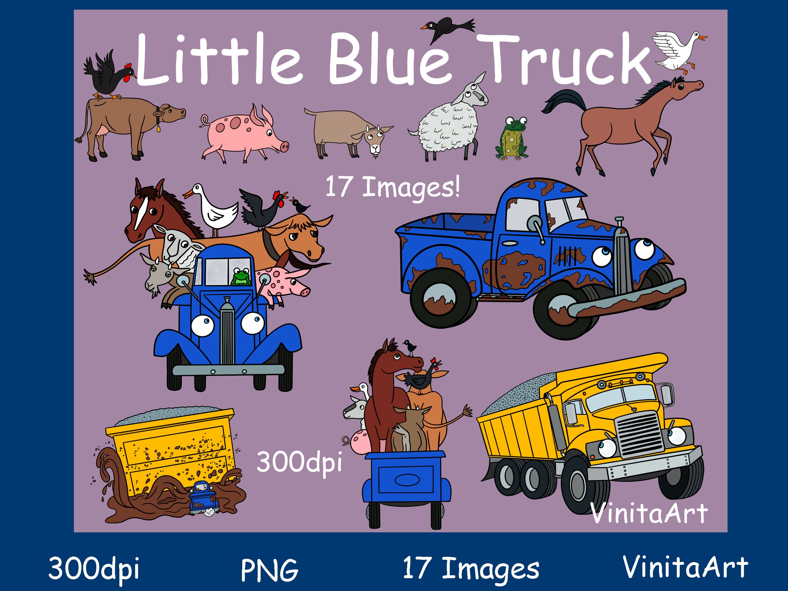 Little blue truck storybook clipart digital download printable first story coloring pages