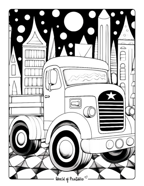 Truck coloring pages for kids adults