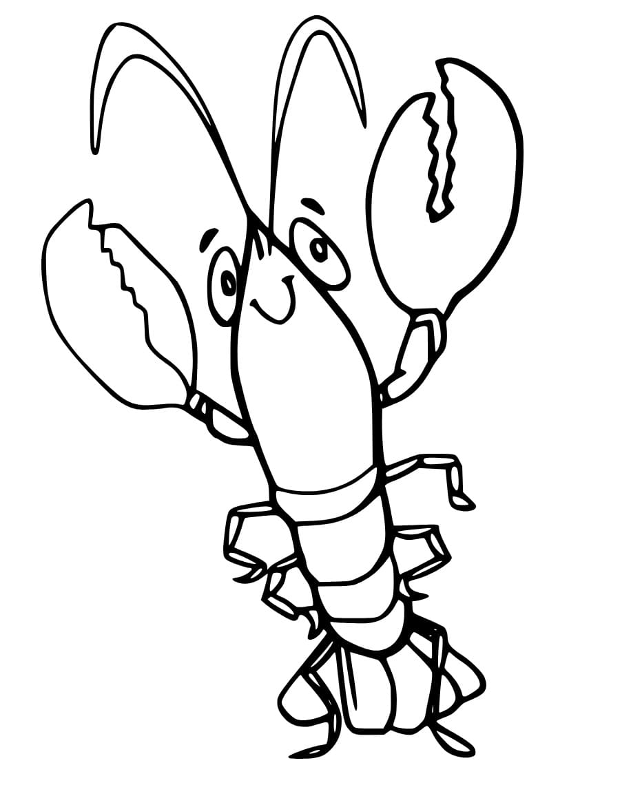 Cartoon smiling lobster coloring page
