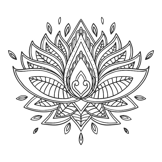 Free vector hand drawn mandala lotus flower drawing