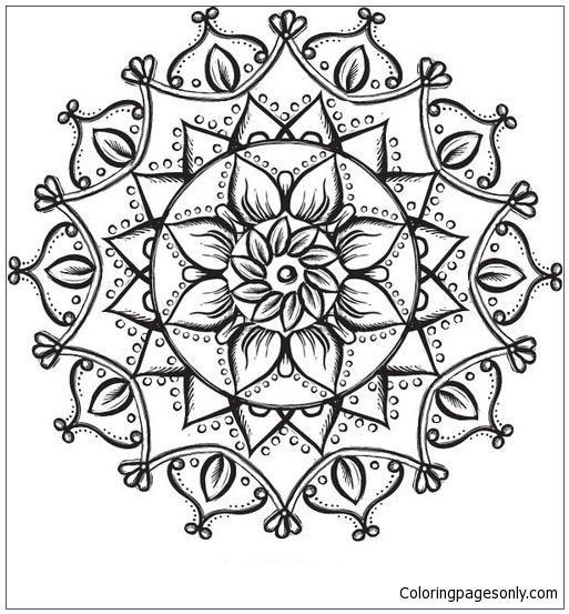 Lotus flower mandala coloring page