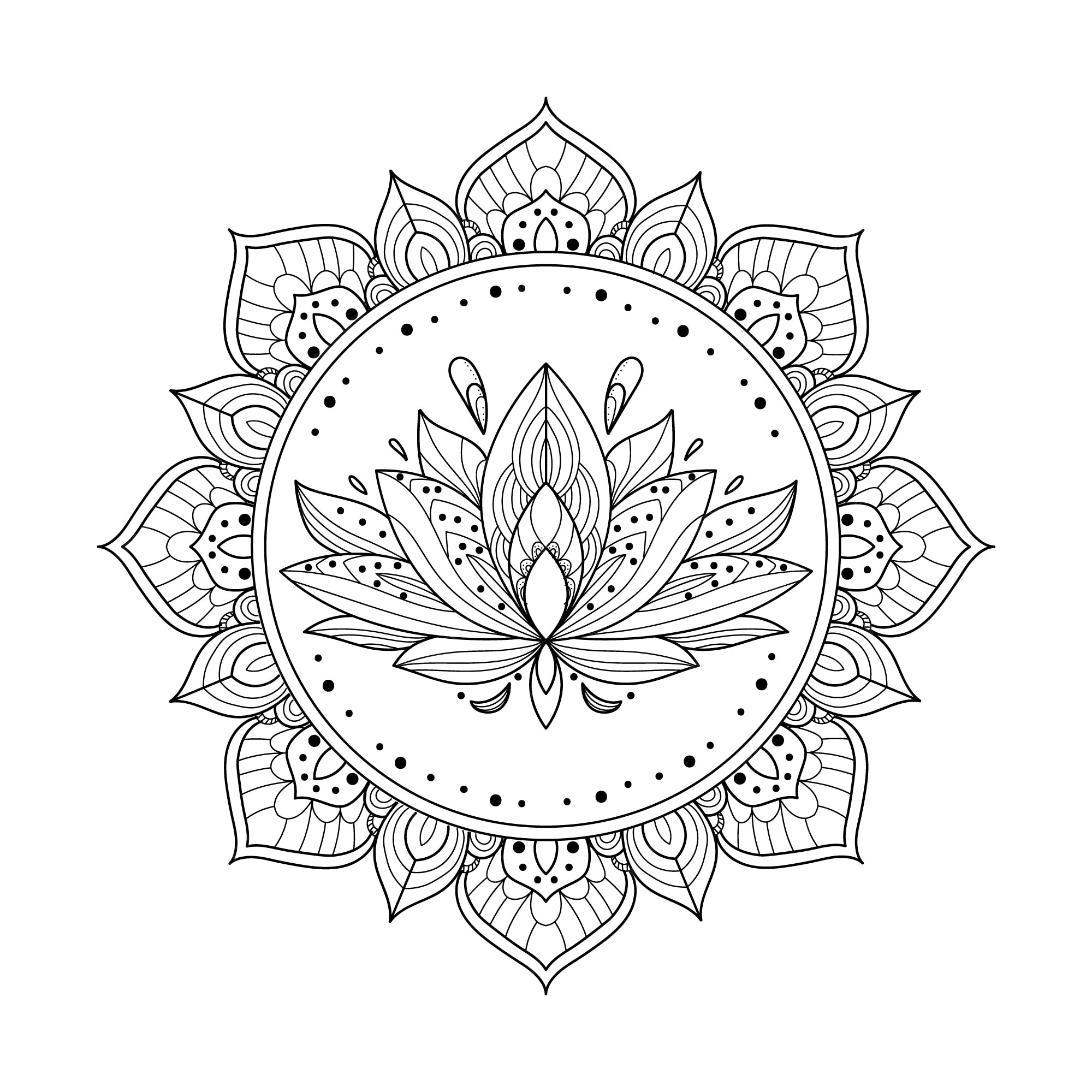 Free vector hand drawn mandala lotus flower drawing