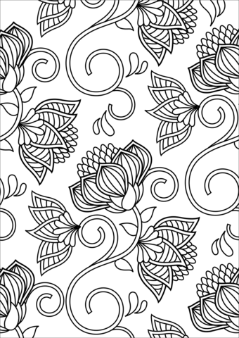 Lotus pattern coloring page free printable coloring pages