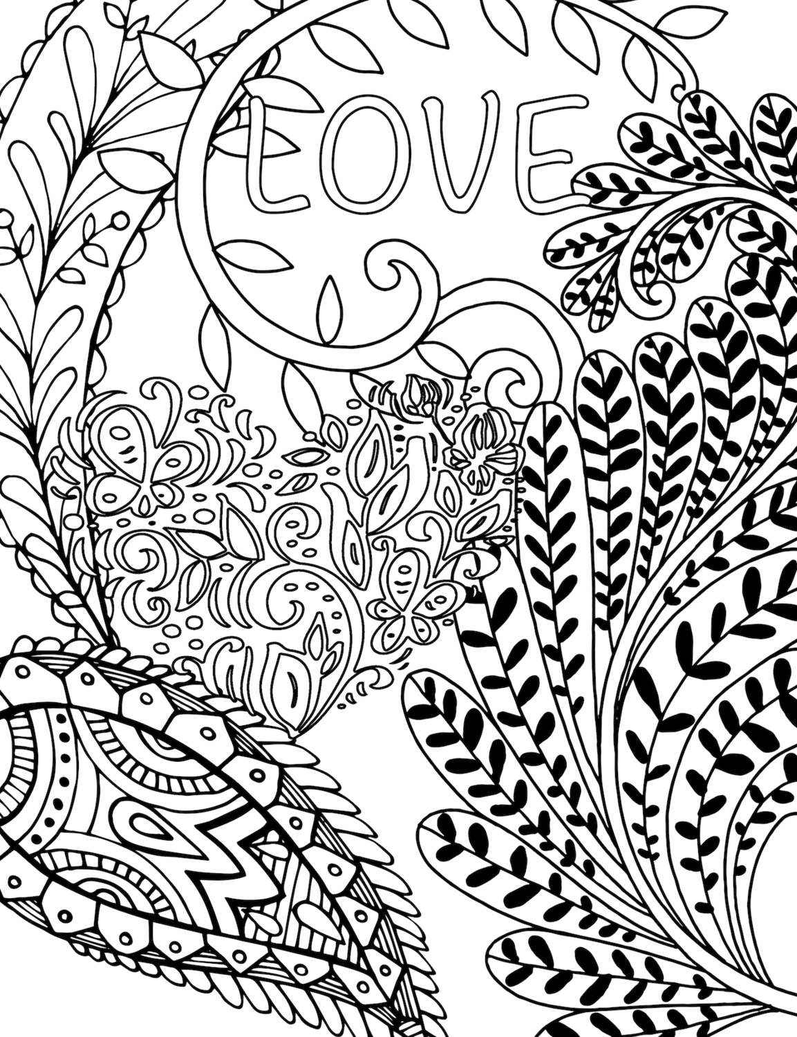 Valentines free printable love coloring pages